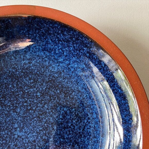 Vintage Suffolk Tableware Henry Watson Pottery England Blue Terracotta Soup Bowl - Picture 4 of 7